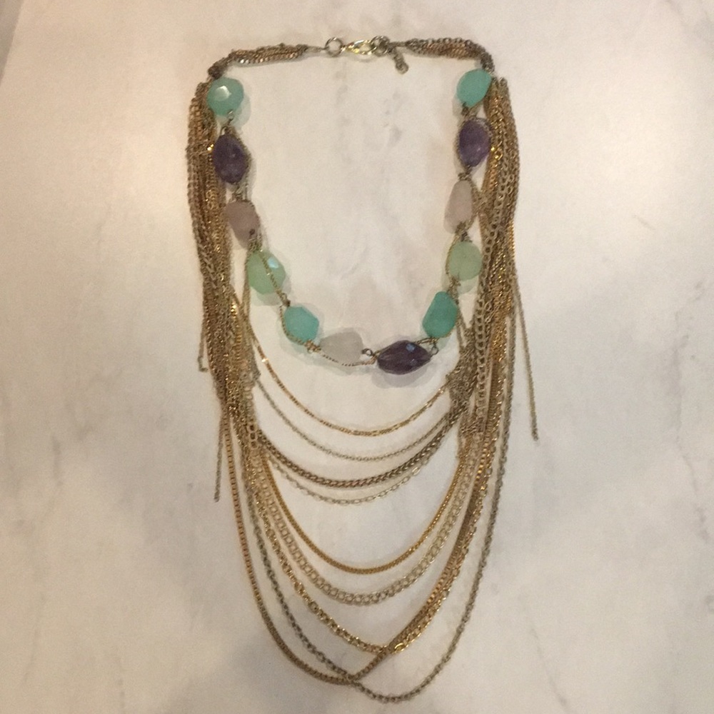 Anthropologie gold chain layered necklace.